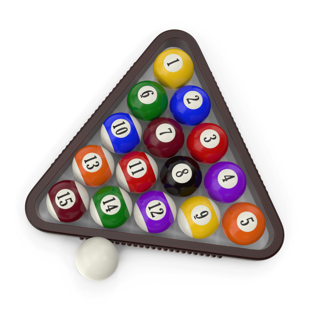 Pool balls racked on the table
